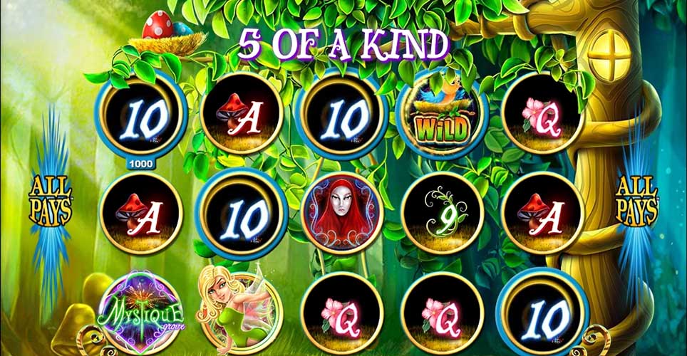 Mystique Grove Slot 5 Of A Kind Win Screen