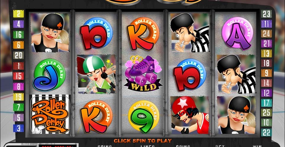 Roller Derby Slot Base Game Screen Reels View