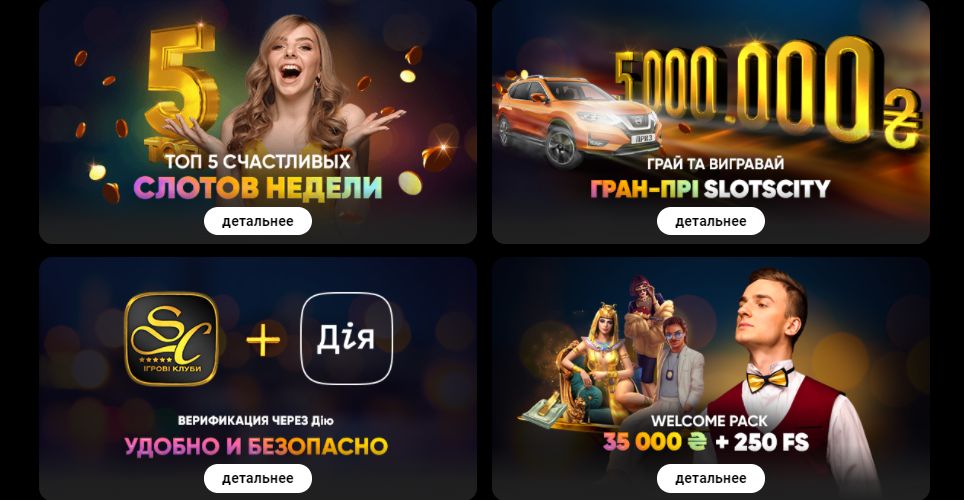 Бонусы Слотс Сити